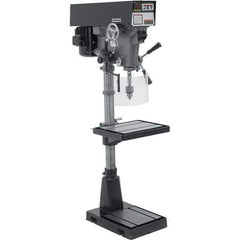 Jet - 15" Swing, Variable Speed Pulley Drill Press - Variable Speed, 1 hp, Three Phase - Exact Tool & Supply
