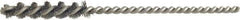 Brush Research Mfg. - 3mm Diam Helical Stainless Steel Tube Brush - 0.003" Filament Diam, 1" Brush Length, 3" OAL, 0.055" Diam Shank - Exact Tool & Supply