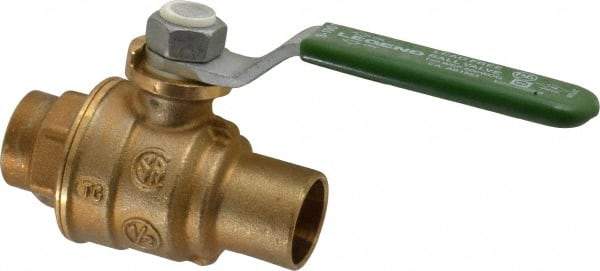 Legend Valve - 1/2" Pipe, Full Port, Brass Full Port Ball Valve - Bi-Directional, Sweat Ends, Quarter Turn Handle, 600 WOG, 150 WSP - Exact Tool & Supply