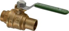 Legend Valve - 1/2" Pipe, Full Port, Brass Full Port Ball Valve - Bi-Directional, Sweat Ends, Quarter Turn Handle, 600 WOG, 150 WSP - Exact Tool & Supply