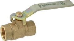 Legend Valve - 1/2" Pipe, Full Port, Brass Full Port Ball Valve - Bi-Directional, FNPT x FNPT Ends, Quarter Turn Handle, 600 WOG, 150 WSP - Exact Tool & Supply