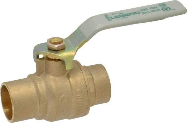 Legend Valve - 1" Pipe, Full Port, Brass Full Port Ball Valve - Bi-Directional, Sweat Ends, Quarter Turn Handle, 600 WOG, 150 WSP - Exact Tool & Supply
