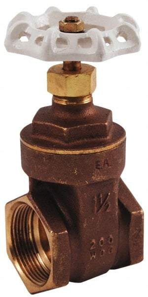 Legend Valve - 3/4" Pipe, Class 200, FNPT x FNPT Brass Solid Wedge Gate Valve - 200 WOG, 1 WSP, Bolted Bonnet, For Use with Potable Water Applications - Exact Tool & Supply