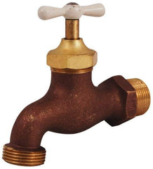 Legend Valve - 3/4" Pipe, 125 psi WOG Rating, Brass Hose Bibb, Stop Valve - T Handle, MNPT x MGHT End Connections, Use with Potable Water Applications - Exact Tool & Supply