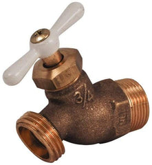 Legend Valve - 3/4" Pipe, 125 psi WOG Rating, Brass Hose Bibb, Stop Valve - T Handle, MNPT x MGHT End Connections, Use with Potable Water Applications - Exact Tool & Supply
