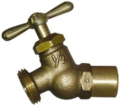 Legend Valve - 3/4" Pipe, 125 psi WOG Rating, Brass Hose Bibb, Stop Valve - T Handle, MGHT End Connections, Use with Potable Water Applications - Exact Tool & Supply