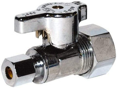 Legend Valve - Sweat Fitting 1/2 Inlet, 125 Max psi, Chrome Finish, Carbon Steel Water Supply Stop Valve - 3/8 Compression Outlet, Angle, Silver Handle, For Use with Potable Water Applications - Exact Tool & Supply