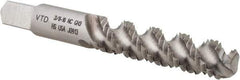 Made in USA - 3/8-16 UNC 3 Flute 3B Bottoming Spiral Flute Tap - High Speed Steel, TiN Finish, 2-15/16" OAL, Right Hand Flute, Right Hand Thread, H3 - Exact Tool & Supply