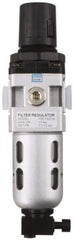 PRO-SOURCE - 1/2" NPT Port Standard 1 Piece Filter/Regulator FRL Unit - Polycarbonate Bowl, 106 SCFM, 145 Max psi, 112" High, Automatic Drain - Exact Tool & Supply