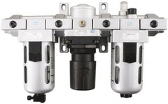 PRO-SOURCE - 1/4 NPT Intermediate 3 Pc Filter-Regulator-Lubricator FRL Unit with Pressure Gauge - Exact Tool & Supply