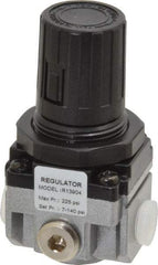 PRO-SOURCE - 1/8 NPT Port, 17 CFM, Aluminum Miniature Regulator - 7 to 145 psi Range, 220 Max psi Supply Pressure, 1/8" Gauge Port Thread, 1.56" Wide x 3.19" High - Exact Tool & Supply