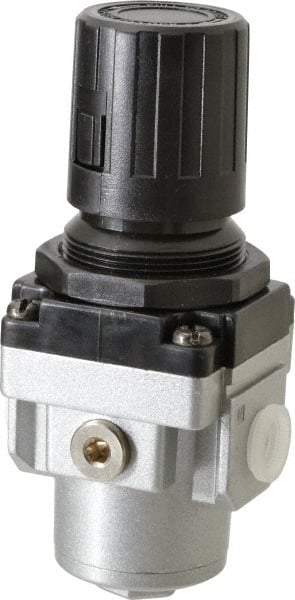 PRO-SOURCE - 1/4 NPT Port, 56 CFM, Aluminum Intermediate Regulator - 7 to 145 psi Range, 220 Max psi Supply Pressure, 1/8" Gauge Port Thread, 2.16" Wide x 5.31" High - Exact Tool & Supply