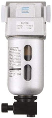 PRO-SOURCE - 1/4" Port, 5.51" High x 2.16" Wide Intermediate Filter with Polycarbonate Bowl, Automatic Drain - 49 SCFM, 145 Max psi, 140°F Max Temp, Modular Connection, Bowl Guard, 18 oz Bowl Capacity - Exact Tool & Supply
