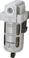 PRO-SOURCE - 1/2" Port, 6.77" High x 2-3/4" Wide, Standard FRL Filter with Polycarbonate Bowl & Manual Drain - 125 SCFM, 145 Max psi, 140°F Max, Modular Connection, Bowl Guard, 1.5 oz Bowl Capacity - Exact Tool & Supply