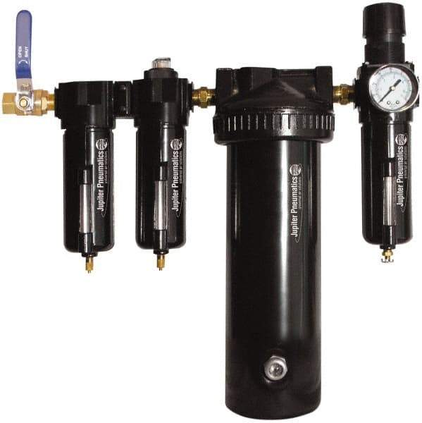 PRO-SOURCE - 25 CFM at 100 psi Inlet, 5 Stage Heavy-Duty Desiccant Dryer - 1/2" NPT Inlet/Outlet x 15" Long x 5-1/2" Wide x 16" High - Exact Tool & Supply