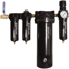 PRO-SOURCE - 25 CFM at 100 psi Inlet, 5 Stage Heavy-Duty Desiccant Dryer - 1/2" NPT Inlet/Outlet x 15" Long x 5-1/2" Wide x 16" High - Exact Tool & Supply