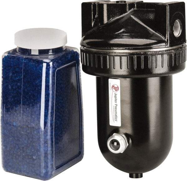 PRO-SOURCE - 15 CFM at 100 psi Inlet, In-line Desiccant Dryer - 1/2" NPT Inlet/Outlet x 4-7/8" Long x 4-7/8" Wide x 8-7/8" High - Exact Tool & Supply
