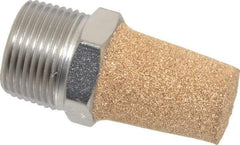 PRO-SOURCE - 3/4 Male NPT, 1-1/16" Hex, 2-1/4" OAL, Exhaust Muffler - 300 Max psi, 99 Decibel Rating, Sintered Bronze - Exact Tool & Supply