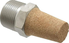 PRO-SOURCE - 1 Male NPT, 1-5/16" Hex, 2-7/8" OAL, Exhaust Muffler - 300 Max psi, 109 Decibel Rating, Sintered Bronze - Exact Tool & Supply