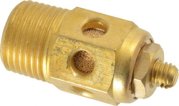 PRO-SOURCE - 3/8 Male NPT, 11/16" Hex, 1-5/8" OAL, Speed Control Muffler - 300 Max psi, 40 CFM, Brass - Exact Tool & Supply