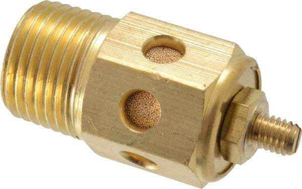 PRO-SOURCE - 1/2 Male NPT, 7/8" Hex, 2" OAL, Speed Control Muffler - 300 Max psi, 60 CFM, Brass - Exact Tool & Supply
