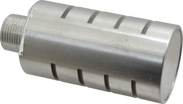PRO-SOURCE - 3/4 Male NPT, 1-5/8" Hex, 4-5/8" OAL, Muffler - 300 Max psi, 70 CFM, Aluminum - Exact Tool & Supply