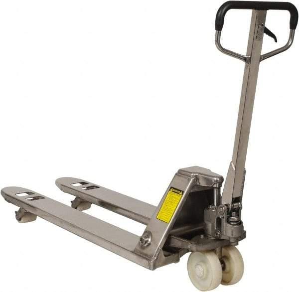 Value Collection - 4,400 Lb Capacity, 7-1/2" Lift Stainless Steel Pallet Truck - 3" Min Lift Height, 48" Fork Length x 21" Fork Width, 21" Overall Width - Exact Tool & Supply