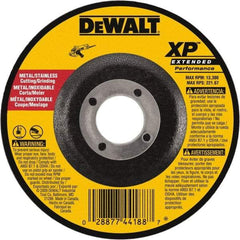 DeWALT - 24 Grit, 9" Wheel Diam, 1/8" Wheel Thickness, 7/8" Arbor Hole, Type 27 Depressed Center Wheel - Zirconia Alumina, Resinoid Bond, 6,600 Max RPM, Compatible with Angle Grinder - Exact Tool & Supply