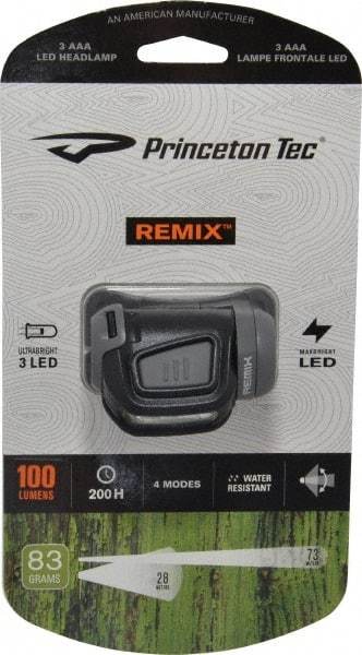 Princeton Tec - White LED Bulb, 300 Lumens, Hands-free Flashlight - Black, Gray Plastic Body, 3 AAA Batteries Not Included - Exact Tool & Supply