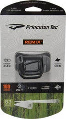 Princeton Tec - White LED Bulb, 300 Lumens, Hands-free Flashlight - Black, Gray Plastic Body, 3 AAA Batteries Not Included - Exact Tool & Supply