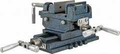 Interstate - 2-23/32" Jaw Opening Capacity x 1" Throat Depth, Horizontal Drill Press Vise - 3" Wide x 27/32" High Jaw, Cross Slide Base, Standard Speed, 5-7/16" OAL x 4.72" Overall Height, Cast Iron - Exact Tool & Supply