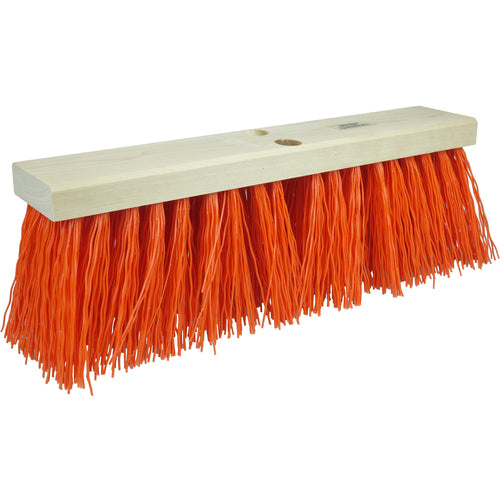 18″ Street Broom, 5-1/4″ Trim Length, Orange Polypropylene Fill - Exact Tool & Supply