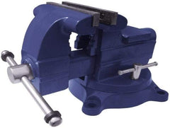 Gibraltar - 5-1/2" Jaw Width x 5" Jaw Opening Capacity, 3-7/16" Throat Depth, Bench & Pipe Combination Vise - 1/8 to 2-1/2" Pipe Capacity, Swivel Base, Bolt Down Attachment, Ductile Iron - Exact Tool & Supply
