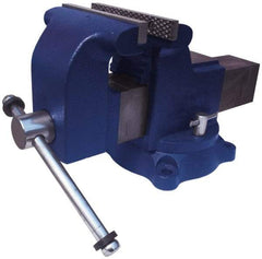 Gibraltar - 4" Jaw Width x 4-3/8" Jaw Opening Capacity, 2-1/2" Throat Depth, Bench & Pipe Combination Vise - 3/4 to 2-3/8" Pipe Capacity, Swivel Base, Bolt Down Attachment, Ductile Iron - Exact Tool & Supply
