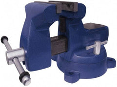 Gibraltar - 5" Jaw Width x 5-1/4" Jaw Opening Capacity, 3-3/4" Throat Depth, Bench & Pipe Combination Vise - 1/4 to 2-1/2" Pipe Capacity, Swivel Base, Bolt Down Attachment, Ductile Iron - Exact Tool & Supply