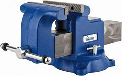 Gibraltar - 8" Jaw Width x 8" Jaw Opening Capacity, 4" Throat Depth, Bench & Pipe Combination Vise - 3/4 to 3" Pipe Capacity, Swivel Base, Bolt Down Attachment, Ductile Iron - Exact Tool & Supply
