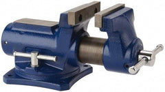 Gibraltar - 4" Jaw Width, 2-1/4" Opening Capacity, 2" Throat Depth, Cast Iron Swivel Bench Vise - Bolt Down Base Attachment - Exact Tool & Supply