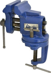 Gibraltar - 2-1/2" Jaw Width, 2-1/2" Opening Capacity, 1-5/8" Throat Depth, Cast Iron Swivel Bench Vise - Clamp-On Base Attachment - Exact Tool & Supply