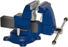 Gibraltar - 5-1/2" Jaw Width x 5" Jaw Opening Capacity, 4-1/2" Throat Depth, Bench & Pipe Combination Vise - 1/8 to 2-1/2" Pipe Capacity, Swivel Base, Bolt Down Attachment, Ductile Iron - Exact Tool & Supply