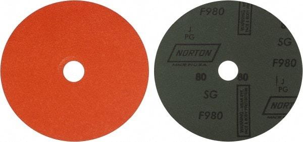 Norton - 7" Diam 7/8" Hole 80 Grit Fiber Disc - Ceramic, Series R980P - Exact Tool & Supply