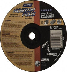 Norton - 9" Wheel Diam, 1/4" Wheel Thickness, 7/8" Arbor Hole, Depressed Center Wheel - Ceramic, Resinoid Bond, 6,600 Max RPM - Exact Tool & Supply