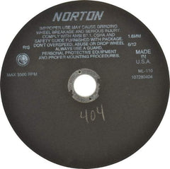 Norton - 10" Aluminum Oxide Cutoff Wheel - 0.063" Thick, 1-1/4" Arbor, 3,500 Max RPM, Use with Stationary Tools - Exact Tool & Supply