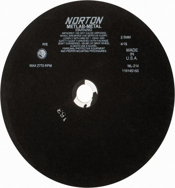 Norton - 13-3/4" Aluminum Oxide Cutoff Wheel - 0.098" Thick, 1-1/4" Arbor, 2,770 Max RPM, Use with Stationary Tools - Exact Tool & Supply