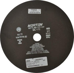 Norton - 12" Aluminum Oxide Cutoff Wheel - 0.078" Thick, 1-1/4" Arbor, 3,820 Max RPM, Use with Stationary Tools - Exact Tool & Supply