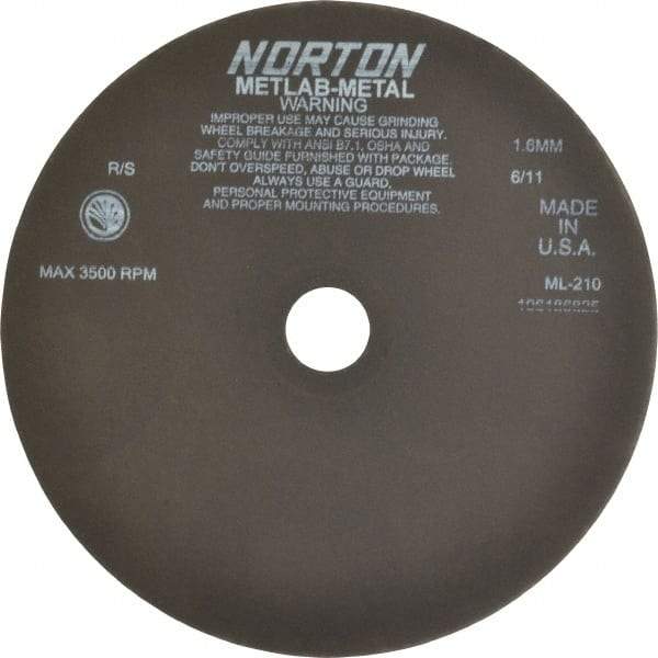 Norton - 10" Aluminum Oxide Cutoff Wheel - 0.063" Thick, 1-1/4" Arbor, 3,500 Max RPM, Use with Stationary Tools - Exact Tool & Supply