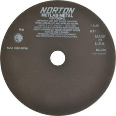 Norton - 10" Aluminum Oxide Cutoff Wheel - 0.063" Thick, 1-1/4" Arbor, 3,500 Max RPM, Use with Stationary Tools - Exact Tool & Supply