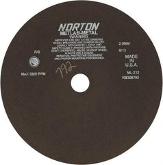 Norton - 12" Aluminum Oxide Cutoff Wheel - 0.078" Thick, 1-1/4" Arbor, 3,820 Max RPM, Use with Stationary Tools - Exact Tool & Supply