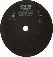 Norton - 13-3/4" Aluminum Oxide Cutoff Wheel - 0.098" Thick, 1-1/4" Arbor, 2,770 Max RPM, Use with Stationary Tools - Exact Tool & Supply