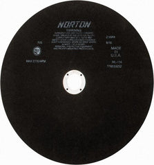 Norton - 13-3/4" Aluminum Oxide Cutoff Wheel - 0.098" Thick, 1-1/4" Arbor, 2,770 Max RPM, Use with Stationary Tools - Exact Tool & Supply