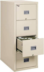 FireKing - 17-3/4" Wide x 52-3/4" High x 31-5/8" Deep, 4 Drawer Pedestal - Steel, Parchment - Exact Tool & Supply